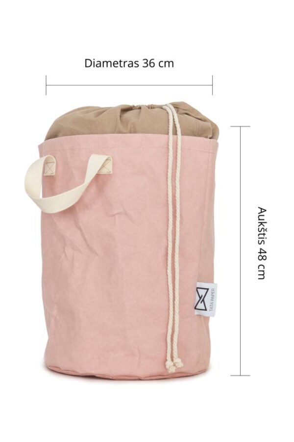 Rožinis skalbinių krepšys